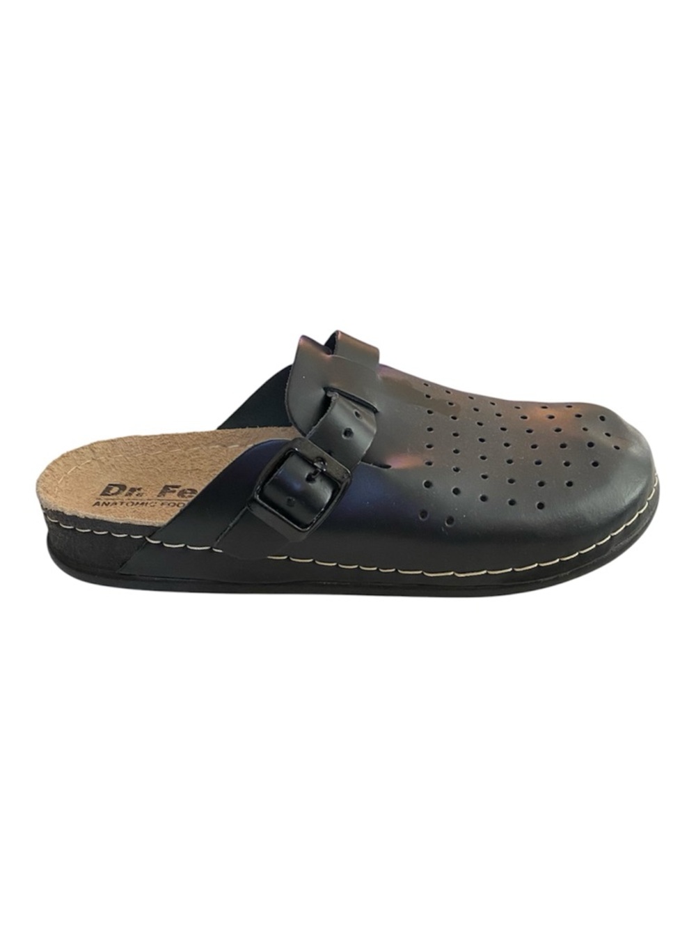 New Dr. Feet Leather Mules Slides Size 8-8.5 Perforated Adjustable Straps Boho